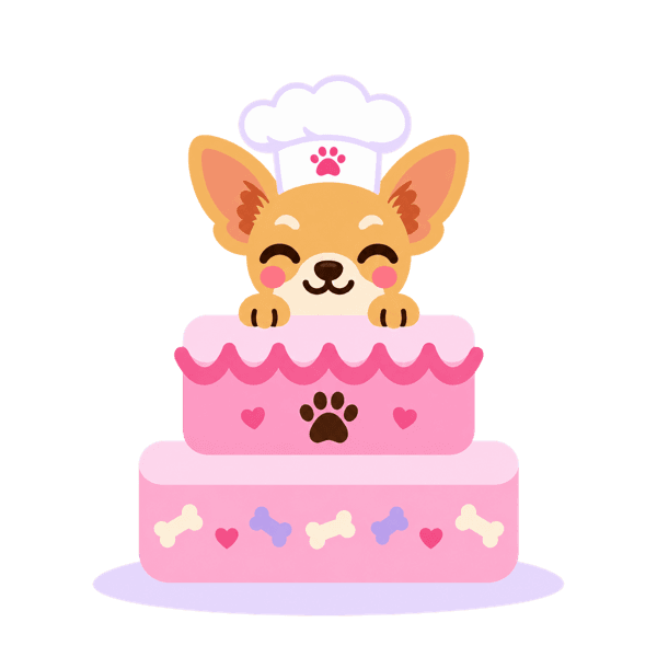 Perrito pastelero con una tortita rosa